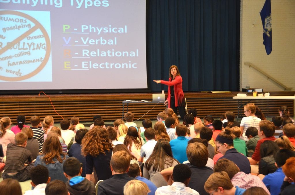 Dr. Michele Borba speaks to a crowd at Renbrook School. Submitted photo