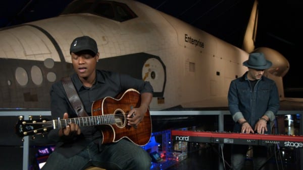 Javier Colon and Matt Cusson perform 'The Moon and More' in a video produced for NASA. Photo courtesy of CT by the Numbers