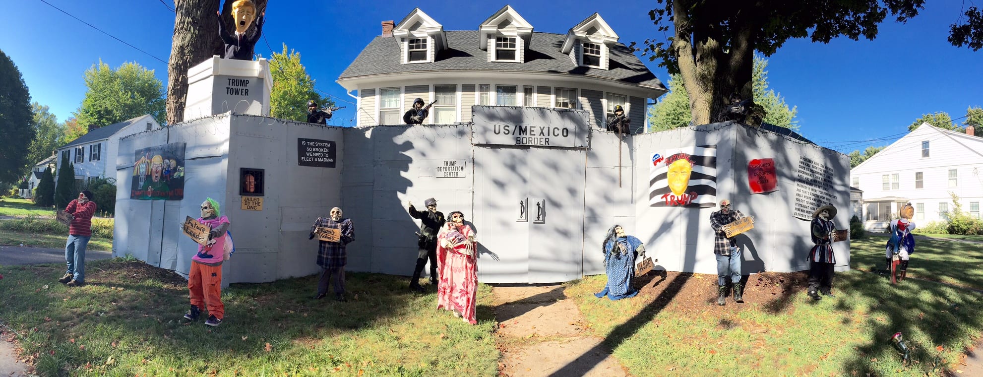 The entire scene in front of Matt Warshauer's North Main Street home is difficult to see in one glance. (Panorama image by Ronni Newton)