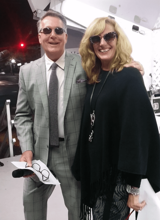 Hosts Tom and Barbara, wearing Central Optica sunglasses, at at West Hartford Center's Fashion Fusion show on October 13, 2016. Photo credit: Cesar Feliz