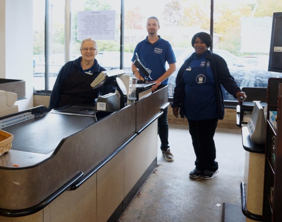 Longtime cashiers who have been on the job throughout the renovation include (from left): Rita Gileau,, Robert Holden, and Suzette Hart. Photo credit: Ronni Newton