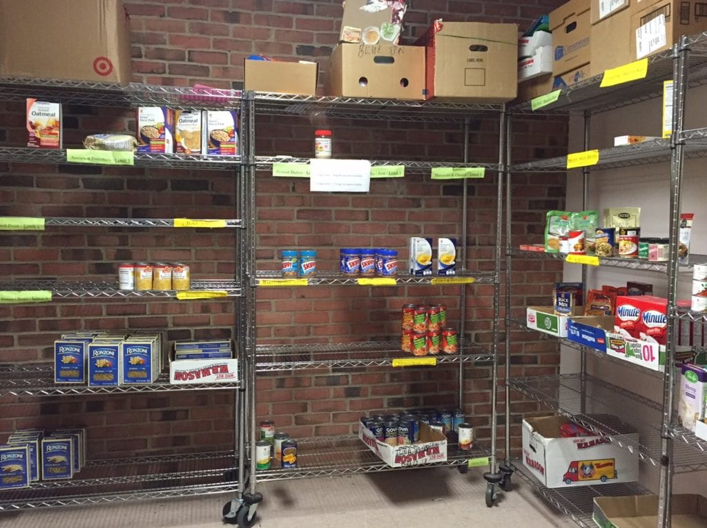 The shelves of the West Hartford Food Pantry are very bare, and donations are needed. Photo credit: Ronni Newton