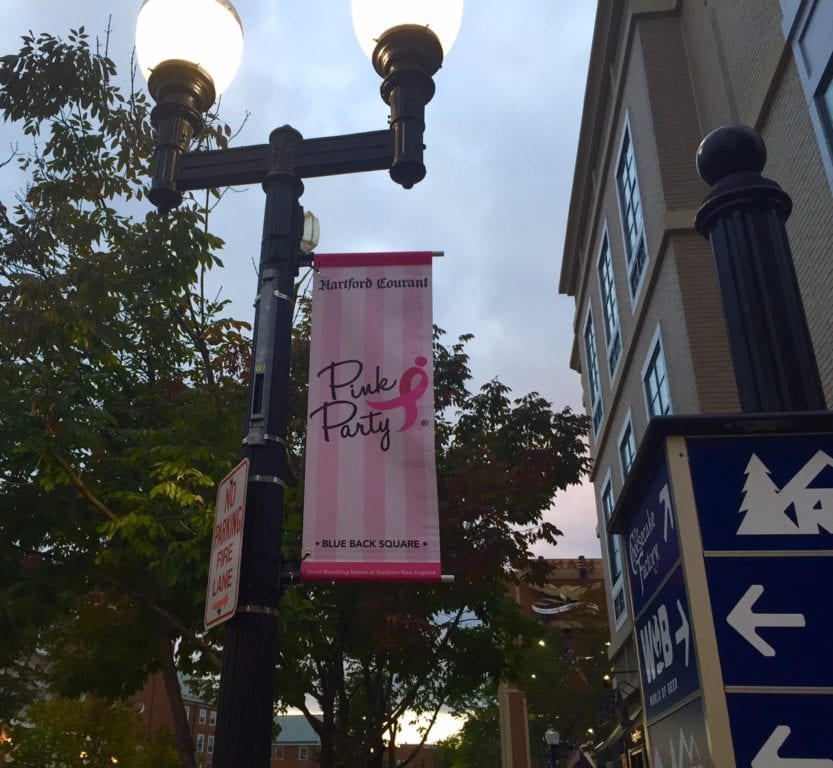 The Pink Party will be held in West Hartford's Blue Back Square on Thursday, Oct. 6. Photo credit: Ronni Newton