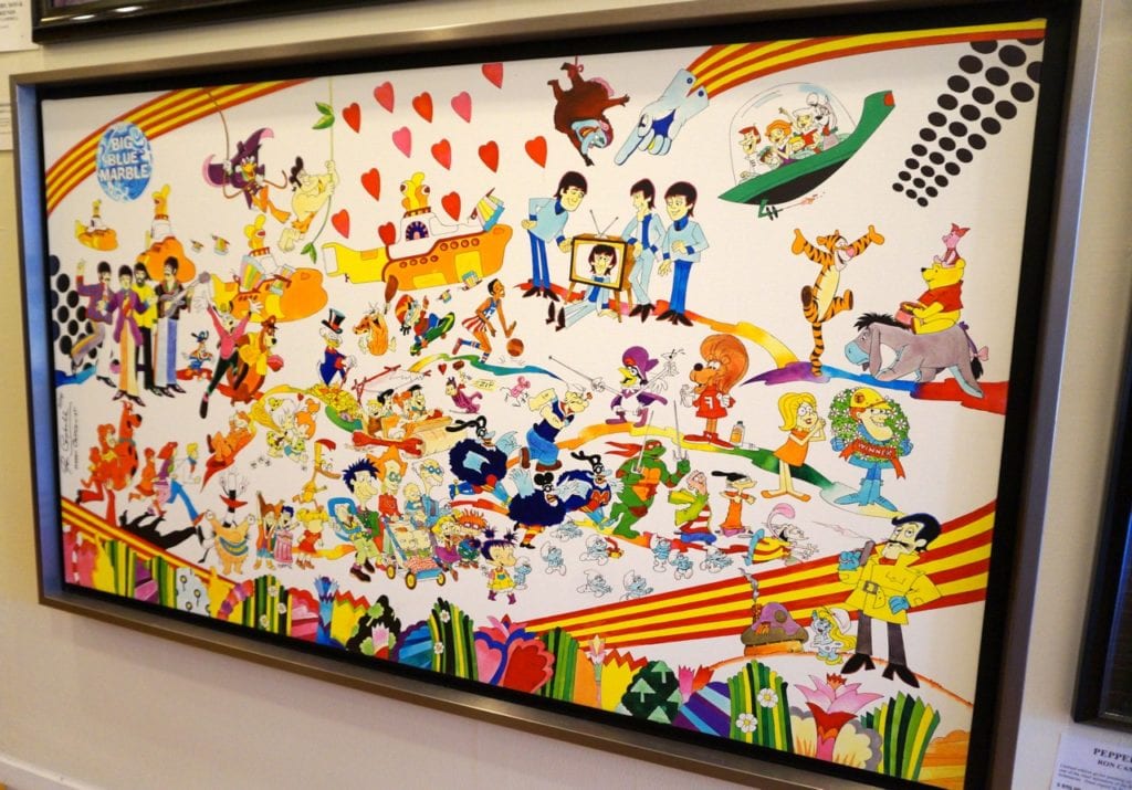 A compilation of all of Ron Campbell's characters on display at Center Framing & Art. Photo credit: Ronni Newton