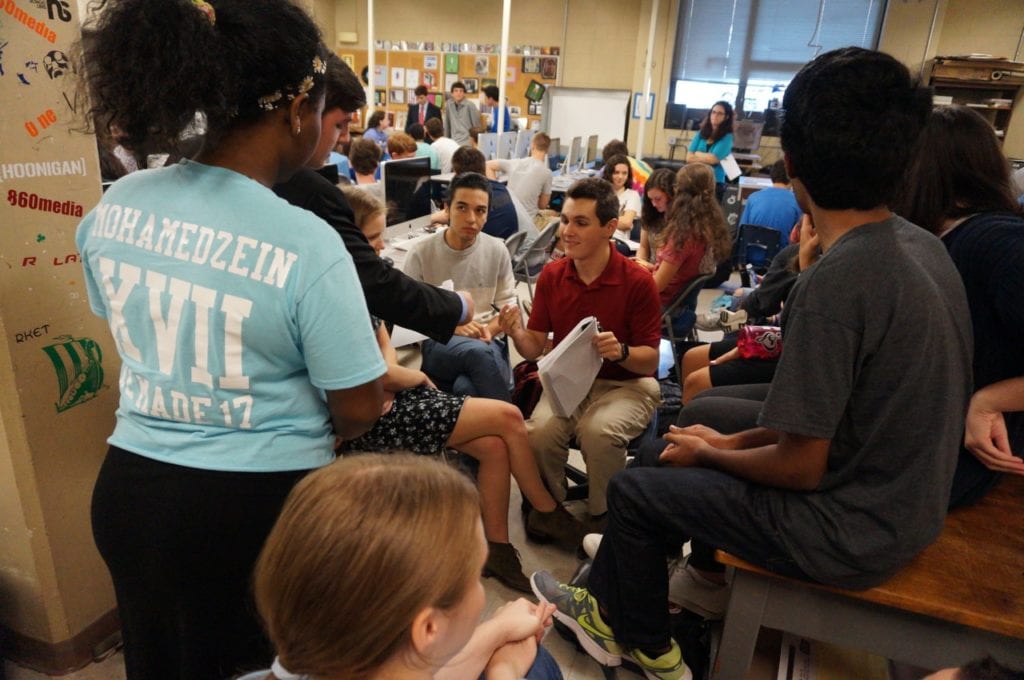 Groups of students brainstorm about teen safe driving. Photo credit: Ronni Newton