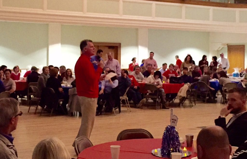 War-Chief Sports Council Co-President Dennis Swanton speaks at the 2015 tailgate. Photo credit: Ronni Newton