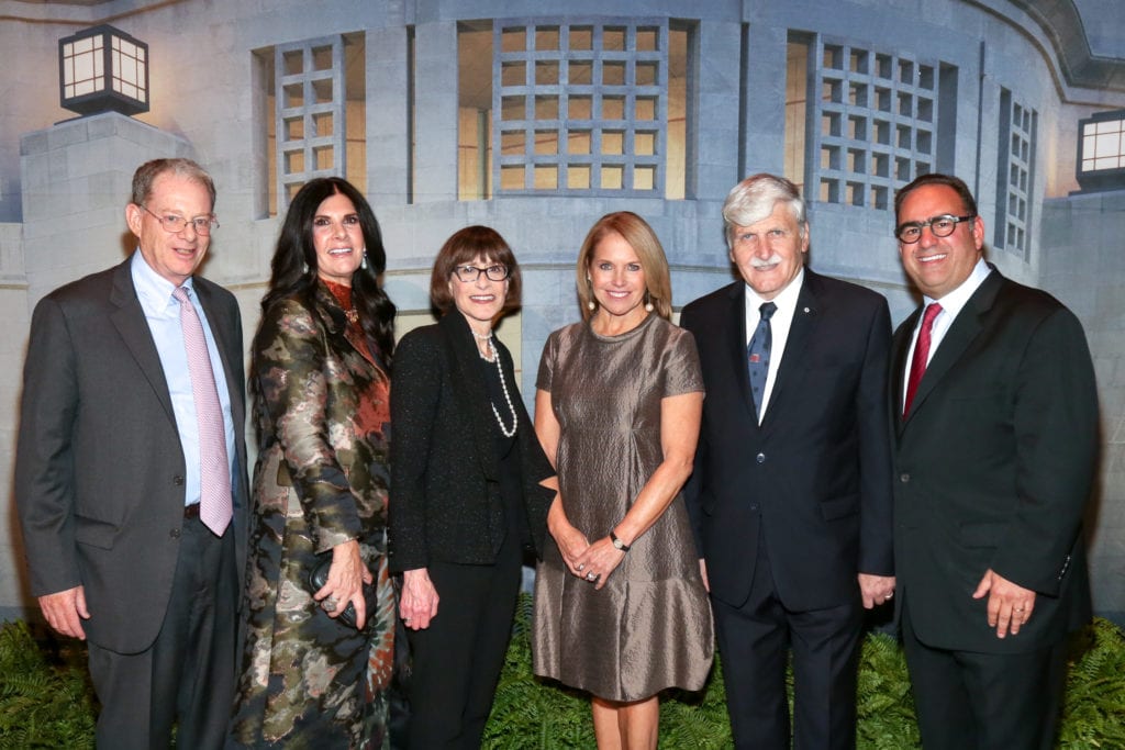 From left: Chairman US Holocaust Memorial Council Tom Bernstein, Marcia Lazowski, Museum Director Sara Bloomfield, Katie Couric, Lieutenant-General Romeo Dallaire, and Alan Lazowski. Photo credit: Michael Priest for US Holocaust Memorial Museum 