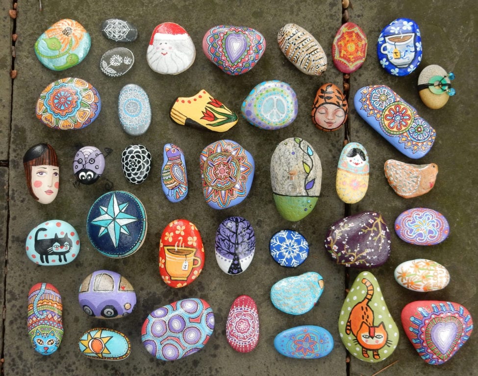 Some of the artistic rocks that will be part of Finders Keepers 2016. Photo courtesy of Julie Phillipps