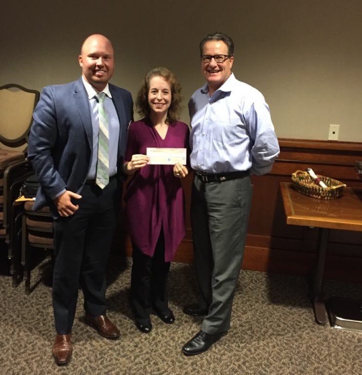 From left: Exchange Club member Ryan Olesnevich, Terri Eickel of CT Sports Foundation, and Joe Righenzi, president of the West Hartford Exchange Club. Submitted photo