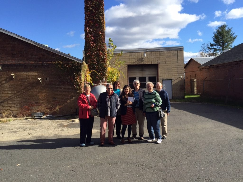 A group explores the former site of Goodwin Pottery Works with Jennifer DiCola Matos, Executive Director, Noah Webster House & West Hartford Historical Society. Submitted photo
