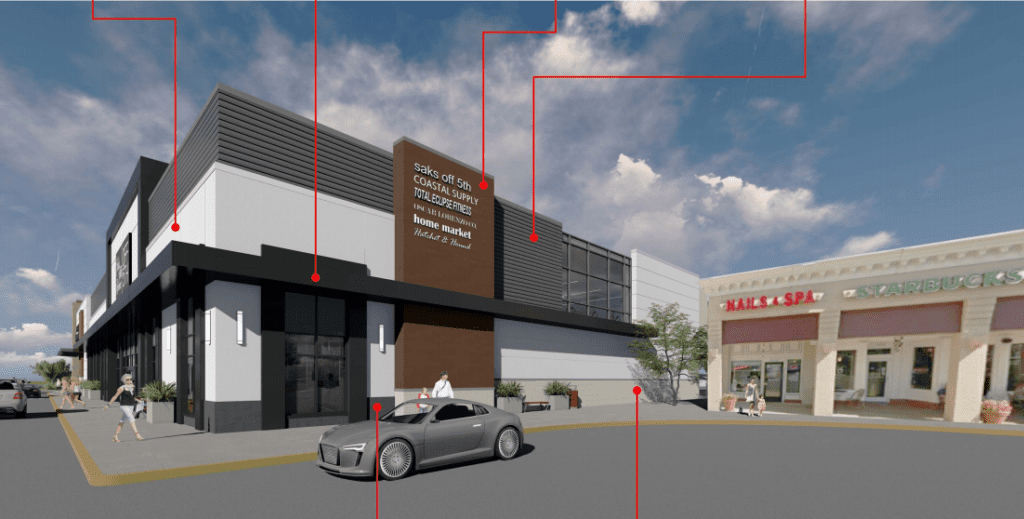 Saks Fifth Avenue Off 5th will occupy a portion of the property now occupied by Sears. Rendering submitted to West Hartford DRAC