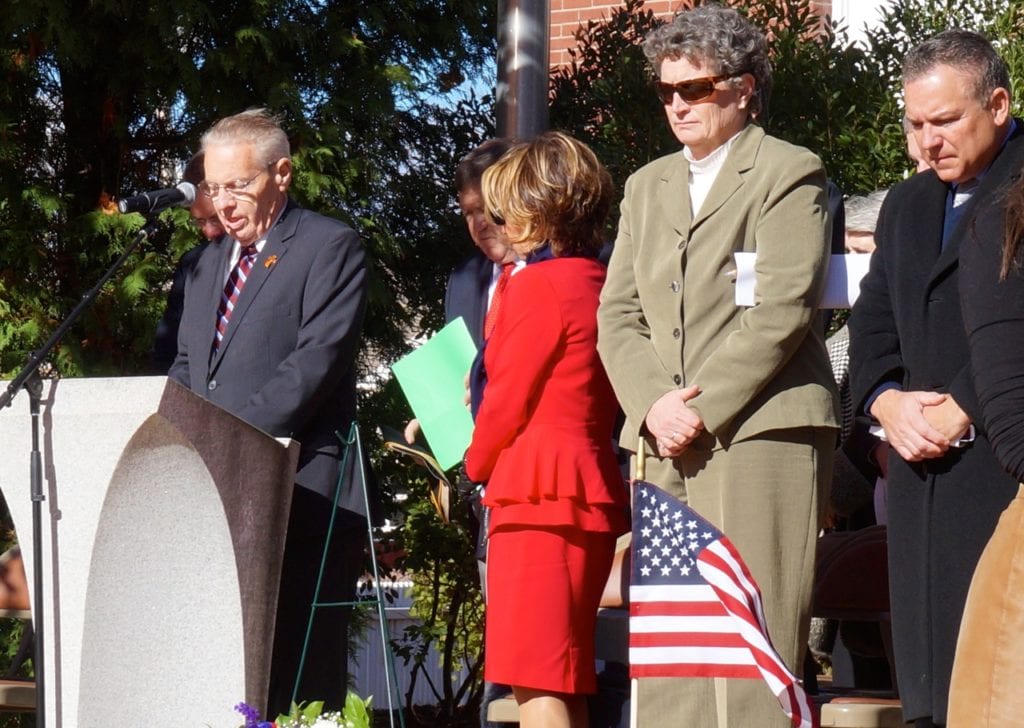 Deacon James Hickey of the Church of St. Peter Claver gave the invocation and benediction. Veterans Day, West Hartford, Nov. 11, 2016. Photo credit: Ronni Newton