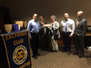 From left: Exchange Club President Joe Righenzi, Heads on Hartford board member Karen Bailey-Francois, Executive Director Barbara Shaw, Ryan Olesnevich from the Exchange Club and Chris Coleman, board member of Heads on Hartford. Submitted photo