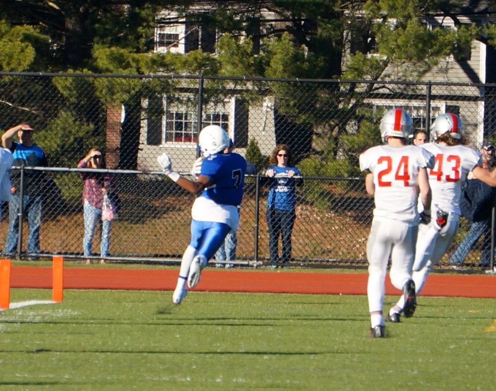 Josh Onyirimba runs the ball for a Hall touchdown. Annual Conard vs. Hall West Hartford Mayor’s Cup football game. Nov. 19, 2016. Photo credit: Ronni Newton