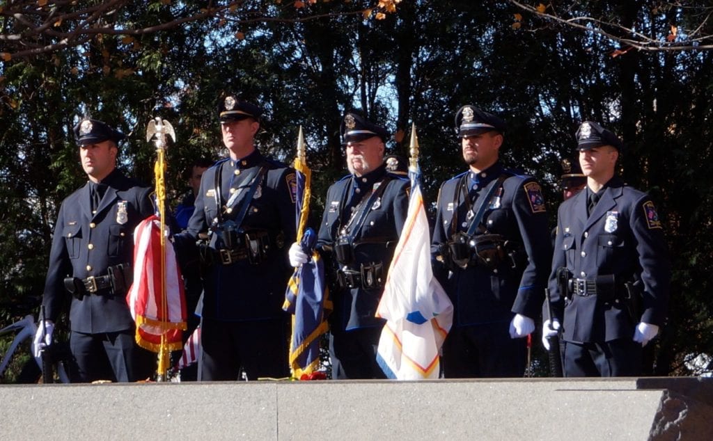 West Hartford Police Department Color Guard. Veterans Day, West Hartford, Nov. 11, 2016. Photo credit: Ronni Newton