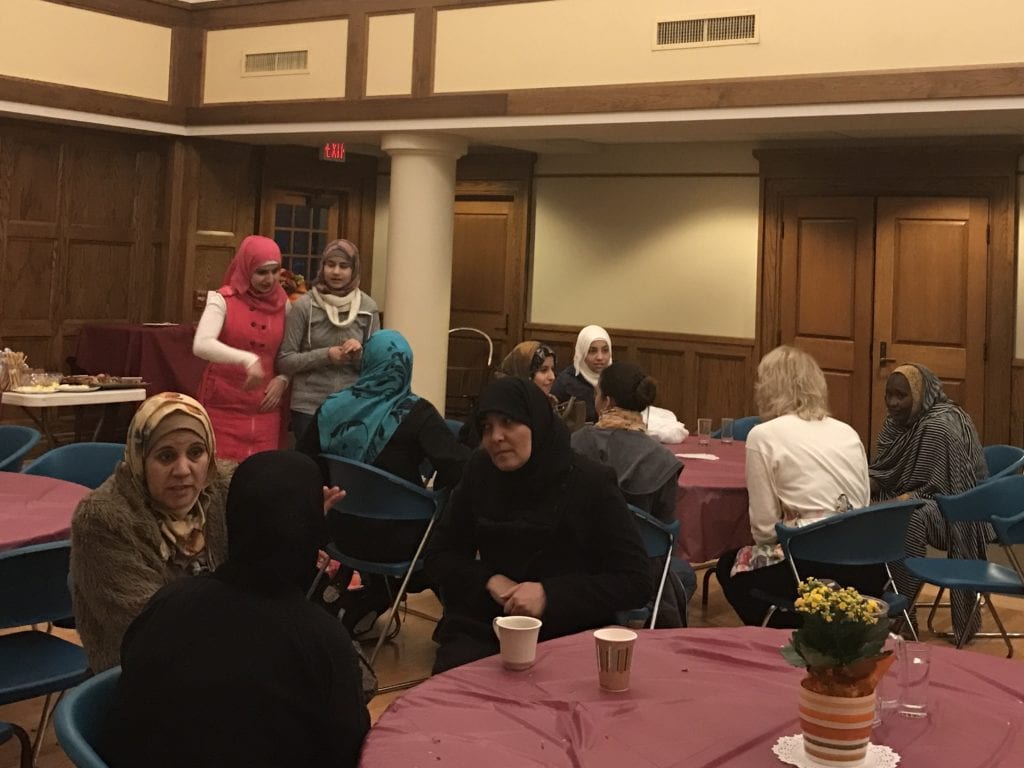 Thanksgiving dinner for refugees at St. John's Episcopal Church, West Hartford. Photo courtesy of Rector Susan Pinkerton