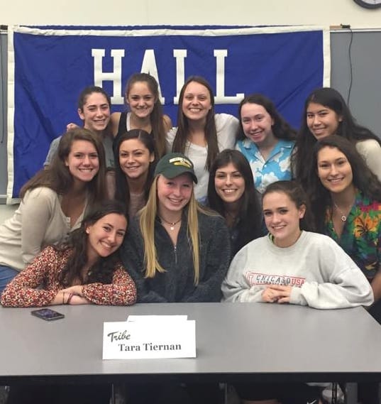Tara Tiernan and a group of friends who celebrated her Letter of Intent signing on Thursday. Photo courtesy of Karen Tiernan