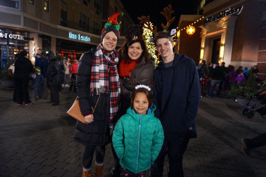 The Chabot family in festive headwear at the West Hartford Holiday Stroll, Dec. 1, 2016. Photo credit: Ronni Newton