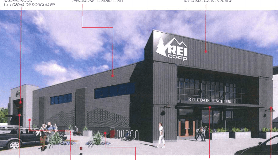 REI will be located in a section of what is now the Sears store in West Hartford's Corbin's Corner. Image from plans filed with the Town of West Hartford
