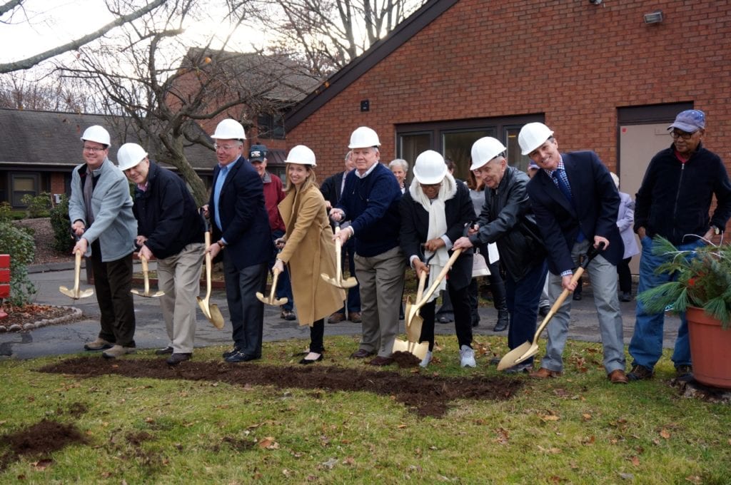 A ceremonial groundbreaking was held Dec. 1, 2016, for renovations at the West Hartford Housing Authority/Trout Brook Realty Advisors Elm Grove Apartments. Photo credit: Ronni Newton