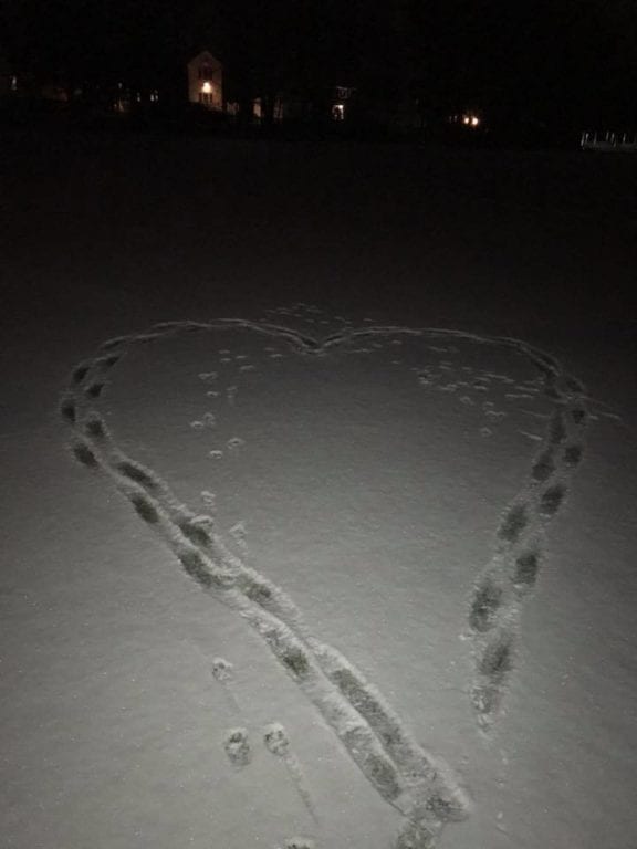 Matt Hay created a heart in the snow at Kingswood Oxford. Photo courtesy of Matt Hay