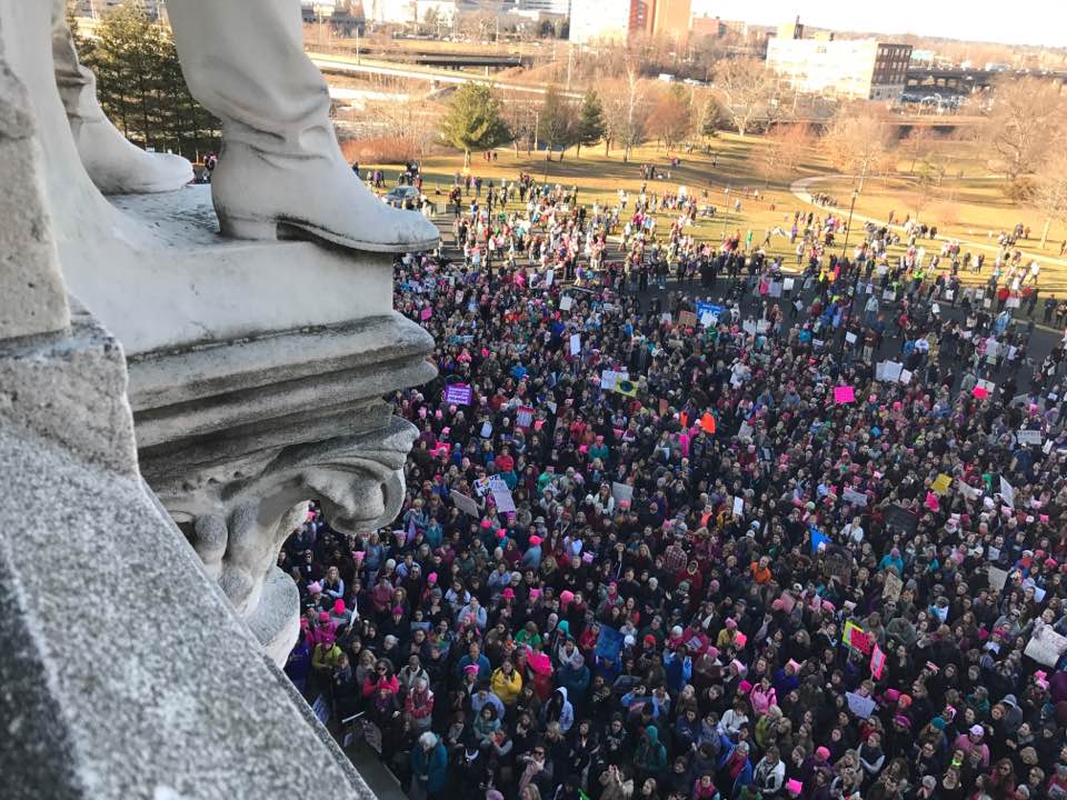 View from Senate Caucus Room. Women's March Connecticut. Photo courtesy of Beth Bye