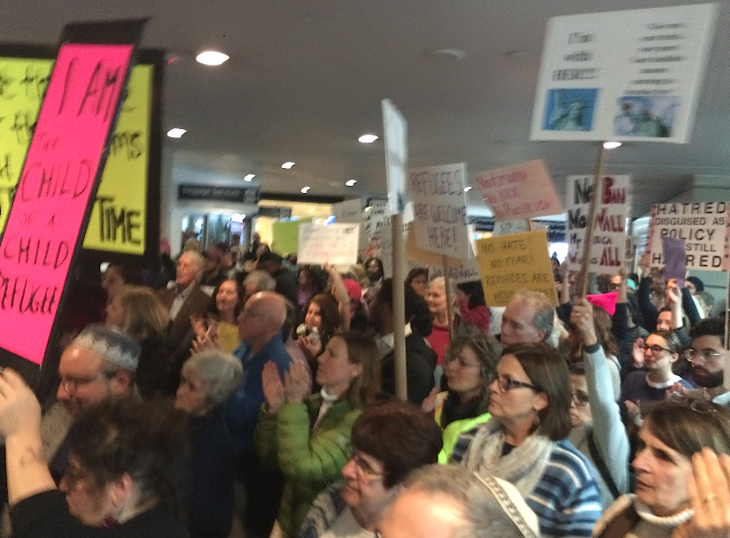 Bradley Airport protest Sunday, Jan. 29, 2017. Photo courtesy of Ben Wenograd
