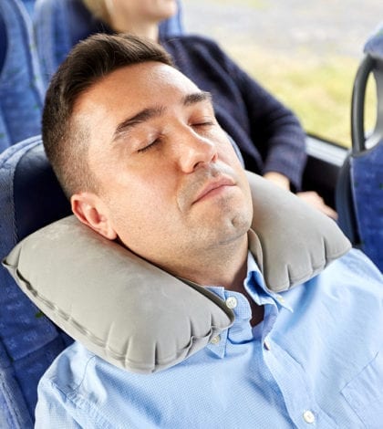 transport, tourism, rest , comfort and people concept – man slee