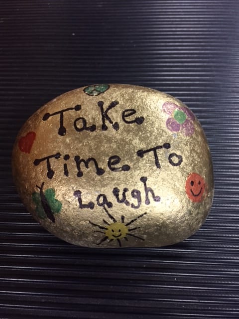 Braeburn students painted rocks with positive messages and have stashed them around West Hartford. Photo courtesy of Jeffrey Sousa