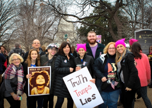 Some of us who had to pee :) Women's March on Washington. Photo credit: Sally Wallace Lynch
