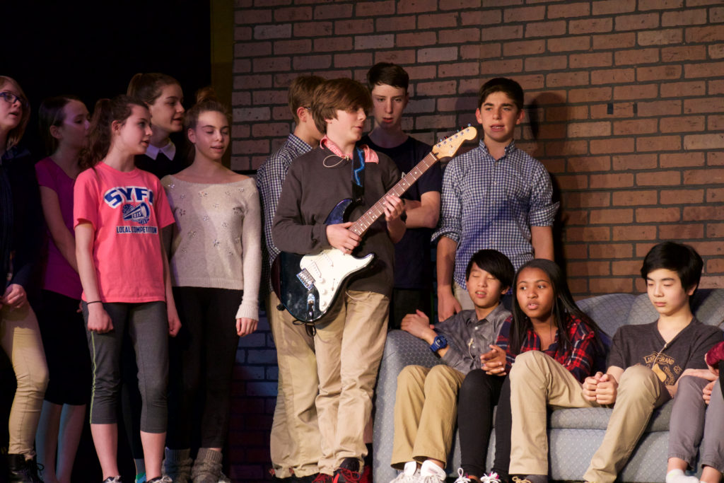 Renbrook students rehearse for the youth production of "The School of Rock"." Submitted photo