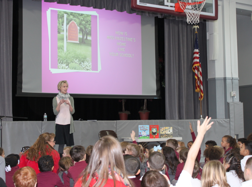 Children's author Alicia Potter visits St. Thomas the Apostle School on Feb. 3. Submitted photo