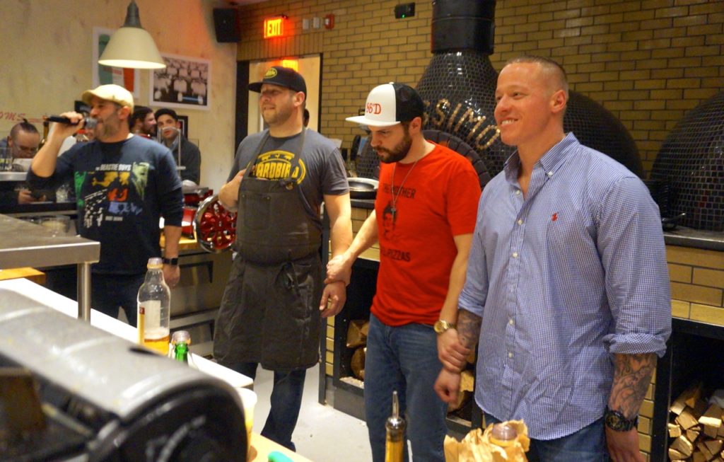 (From left): Scott Miller, Eric Stagl, Dante Paul Cistulli, Van Hurd. 86'D: A Culinary Collision Round 1. Savoy Pizzeria & Craft Bar, West Hartford. Feb. 6, 2017. Photo credit: Ronni Newton 
