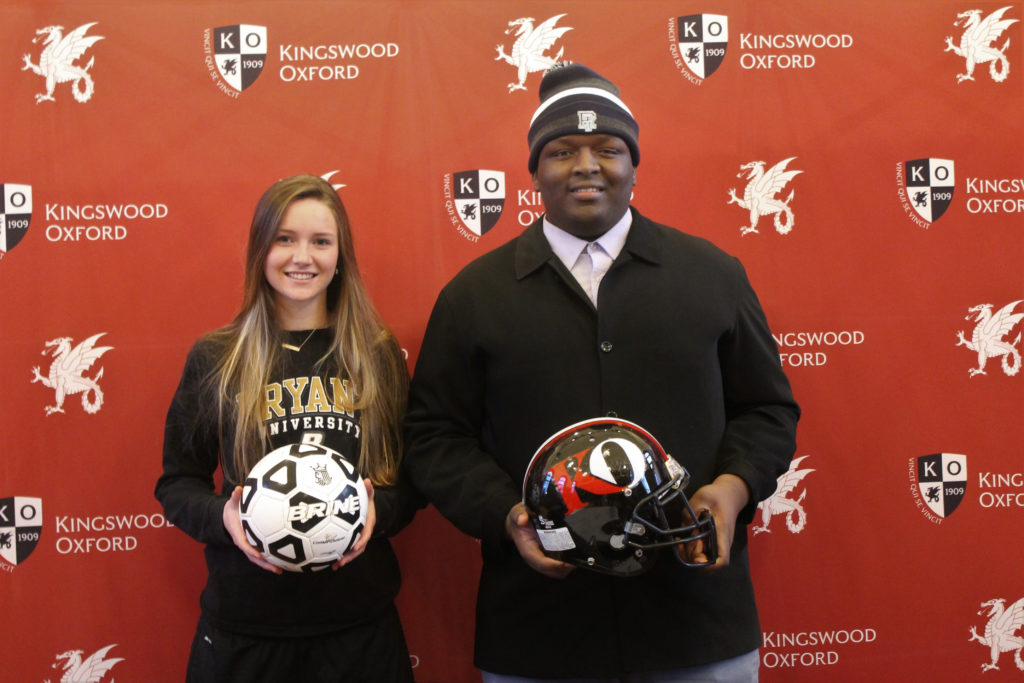 Meghan Dalton '17 of West Hartford with Kareem Burton '17 of Waterbury. Dalton will play soccer at Bryant and Burton will play football at Rhode Island. Submitted photo