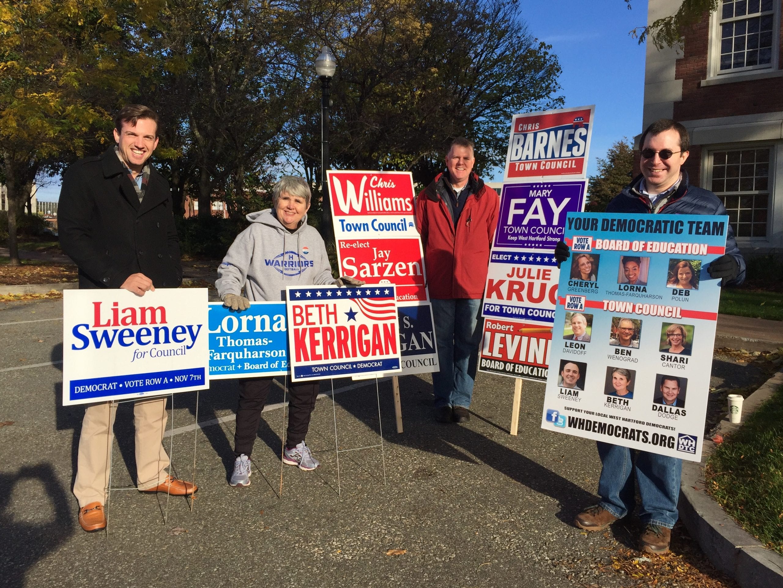candidates and reps at town hall polling place