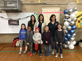 Left- right Ms. Herbette (Student council advisor) Kelly Brouse (Principle) Rachel Nelson (Student Council advisor) Students :Brayden, Tyson, Abel, Maximo, and Ava