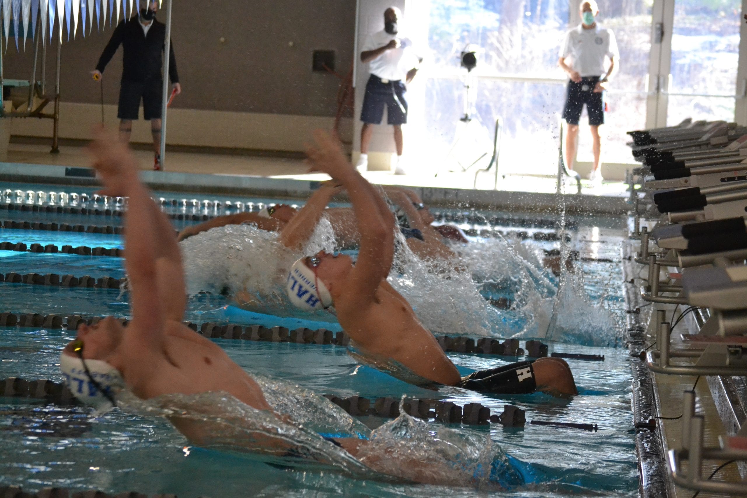 Backstroke Swimmers Start The 200 Yard Medley Relay In Hall S Meet Vs Classical Magnet We Ha West Hartford News