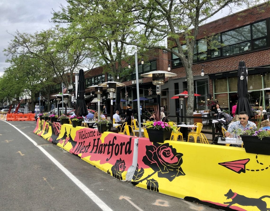 West Hartford Center Serves as Backdrop for Signing of Outdoor Dining
