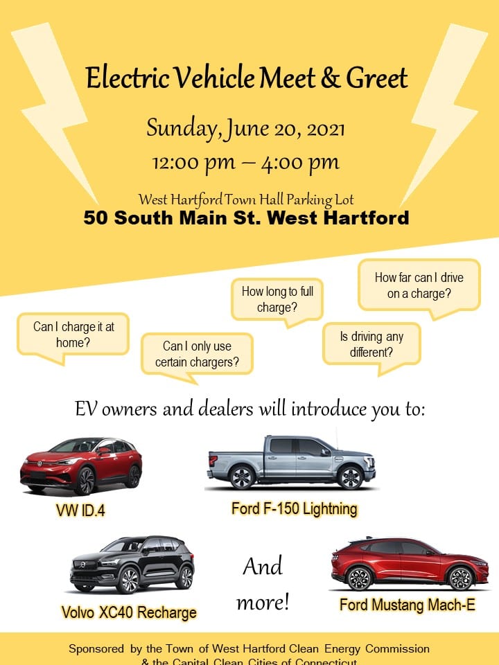 Electric Vehicle 'Meet and Greet' Planned for West Hartford WeHa