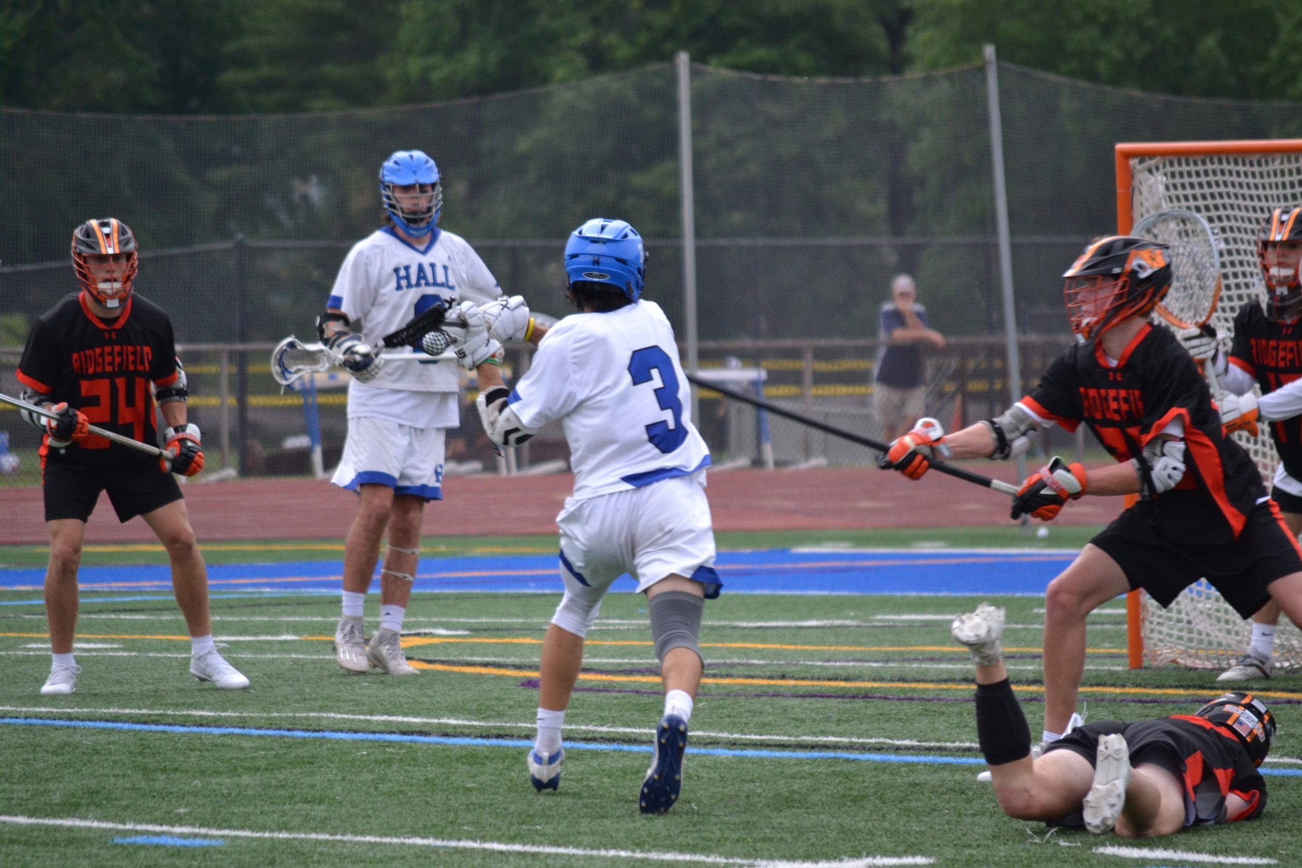 Halls Teddy Gianoulis Scores For The Warriors In Wednesday’s Playoff Game With Ridgefield
