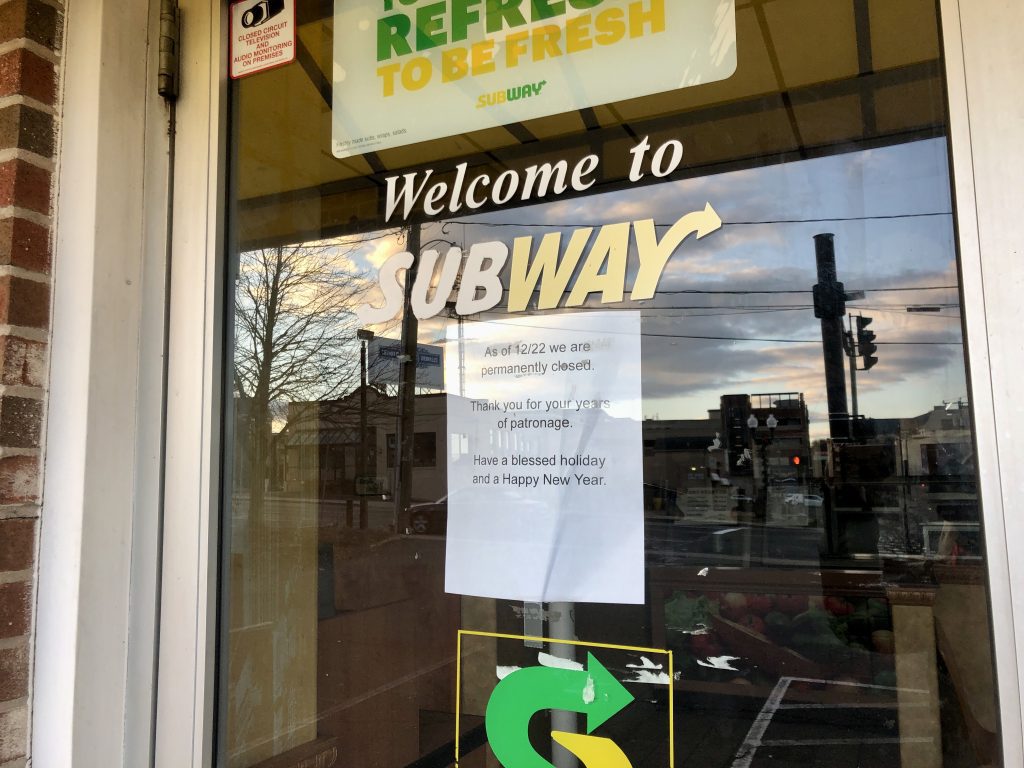 subway closed sign WeHa West Hartford News