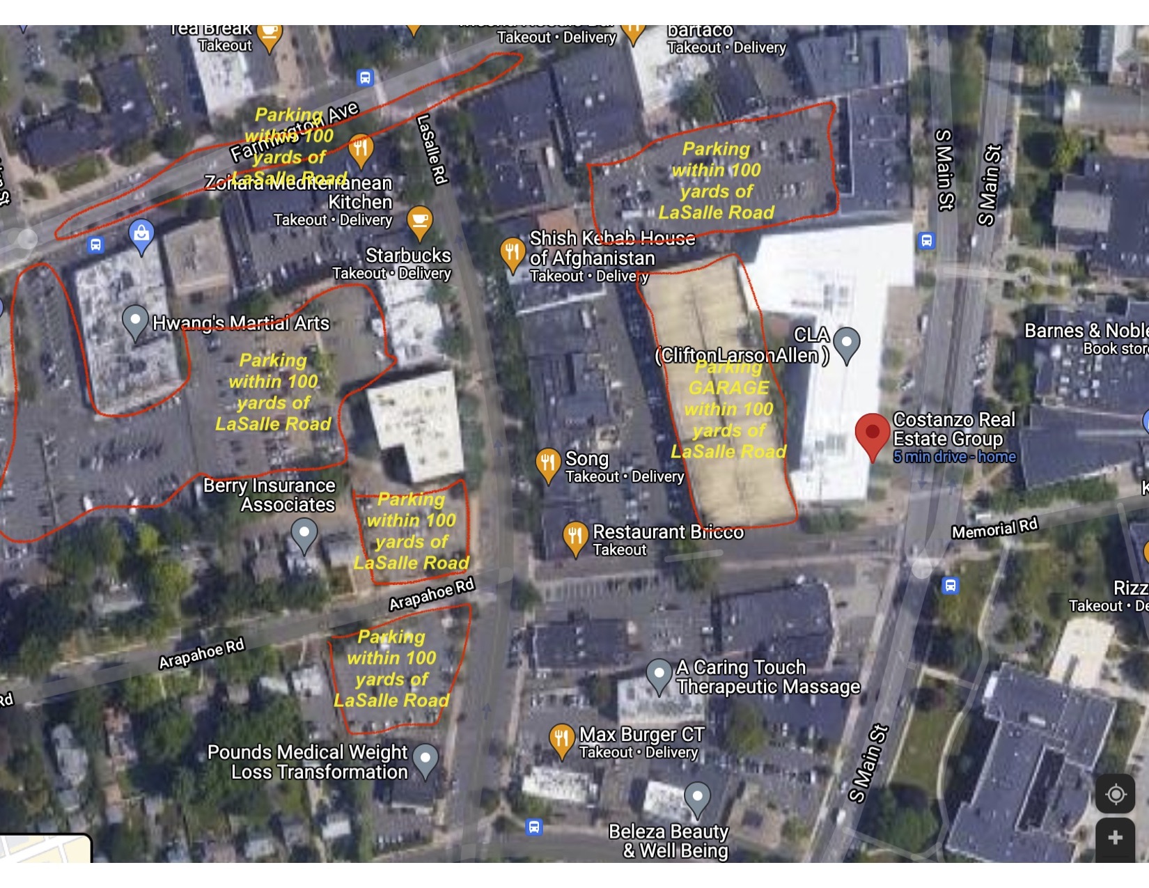 parking within 100 yards of LaSalle