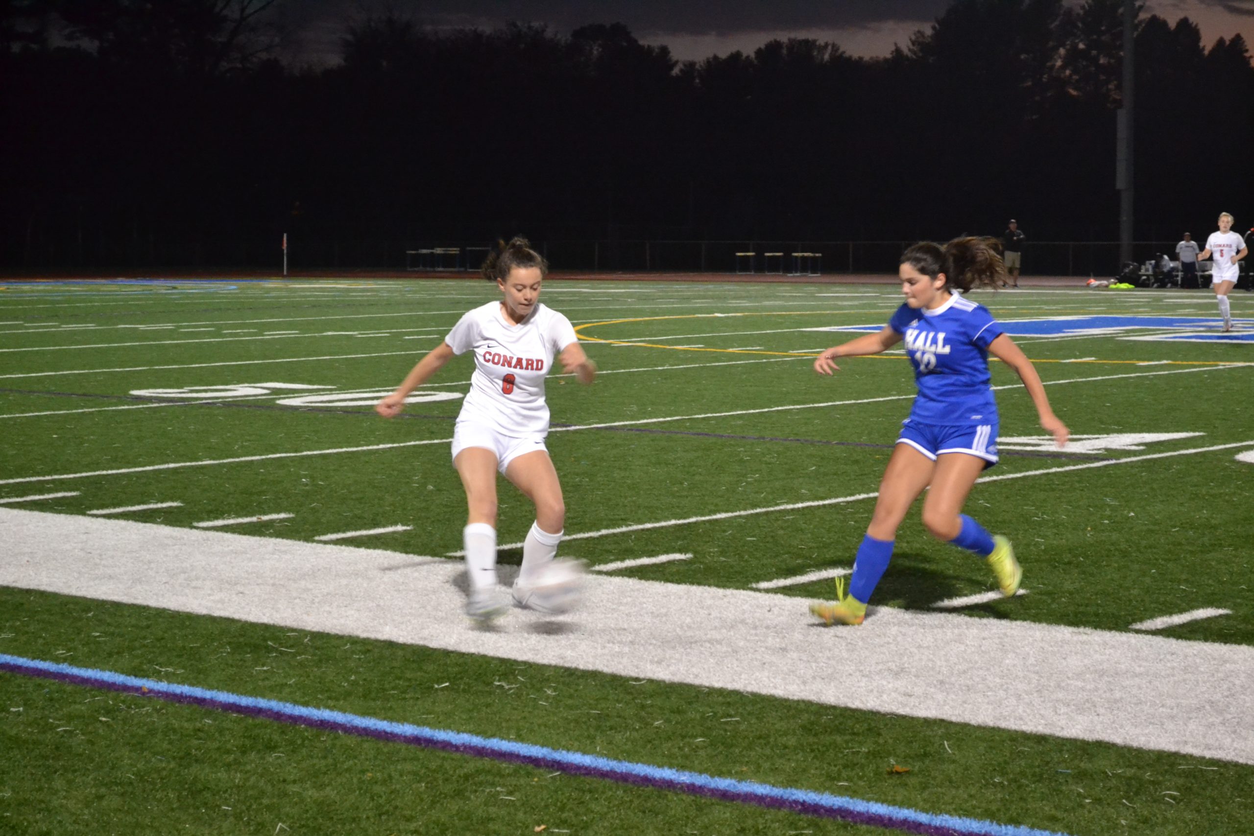 Conards Ava Nigro (6) And Halls Sofia Calabro Compete For The Ball