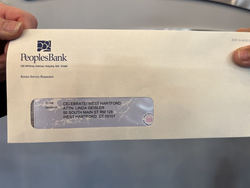 peoplesbank check envelope - We-Ha | West Hartford News