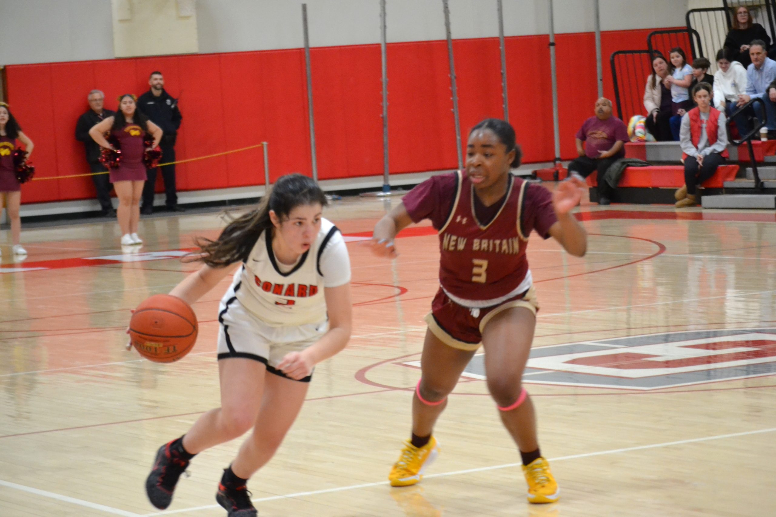 Emily Knowled moves past New Britain’s Jamyah Tirado