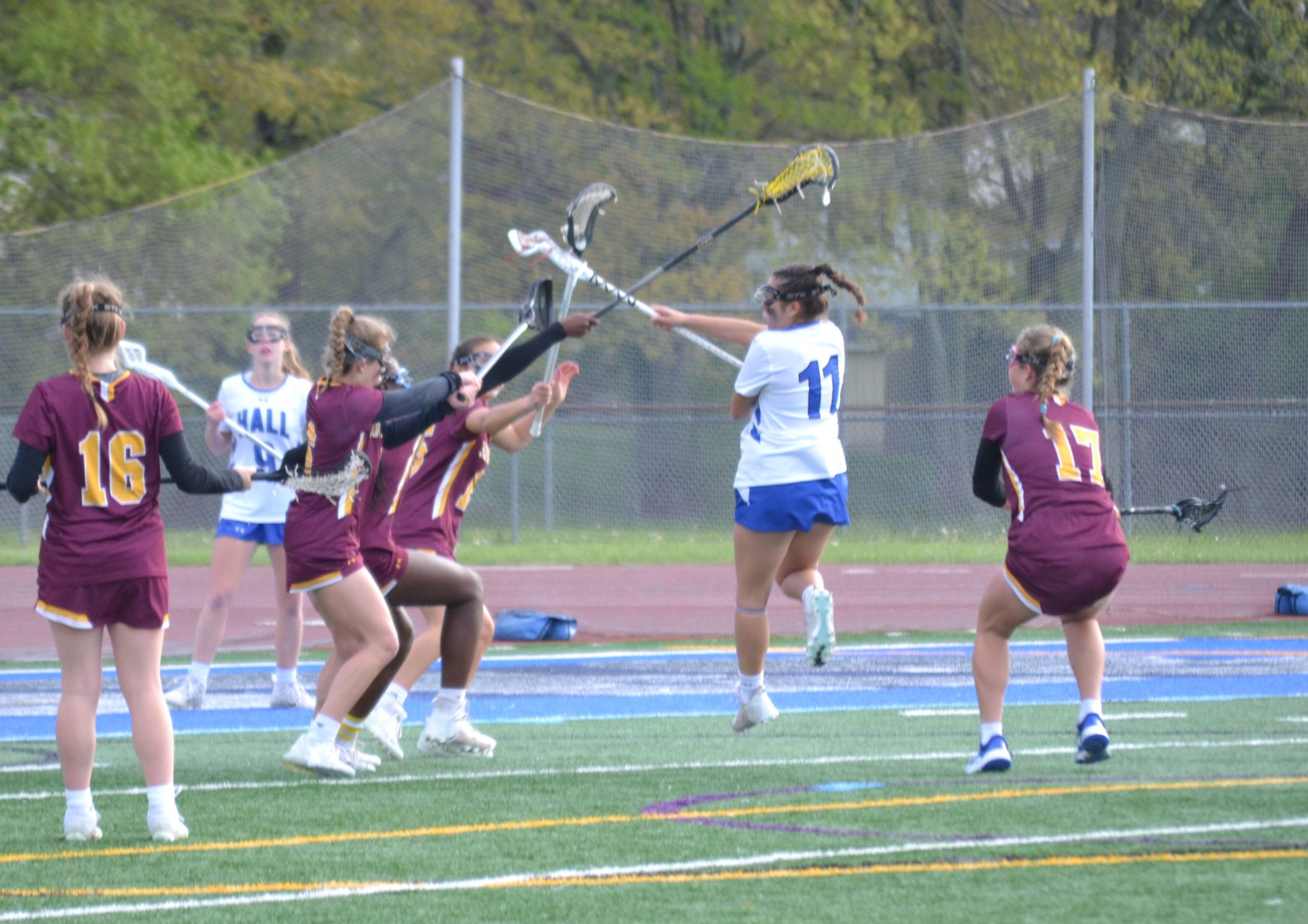 Lucy Gwiazdoski scores on of her three first-halaf goals