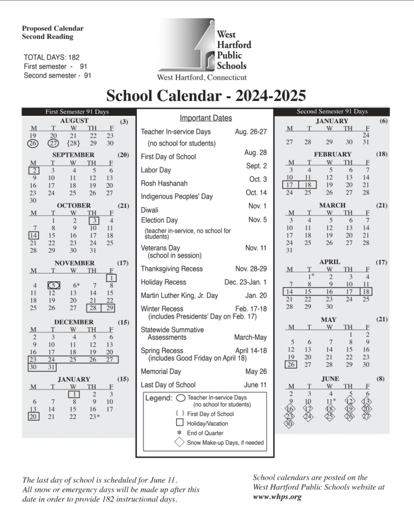 West Hartford School Calendar 2025 To 2025 lynea cairistiona