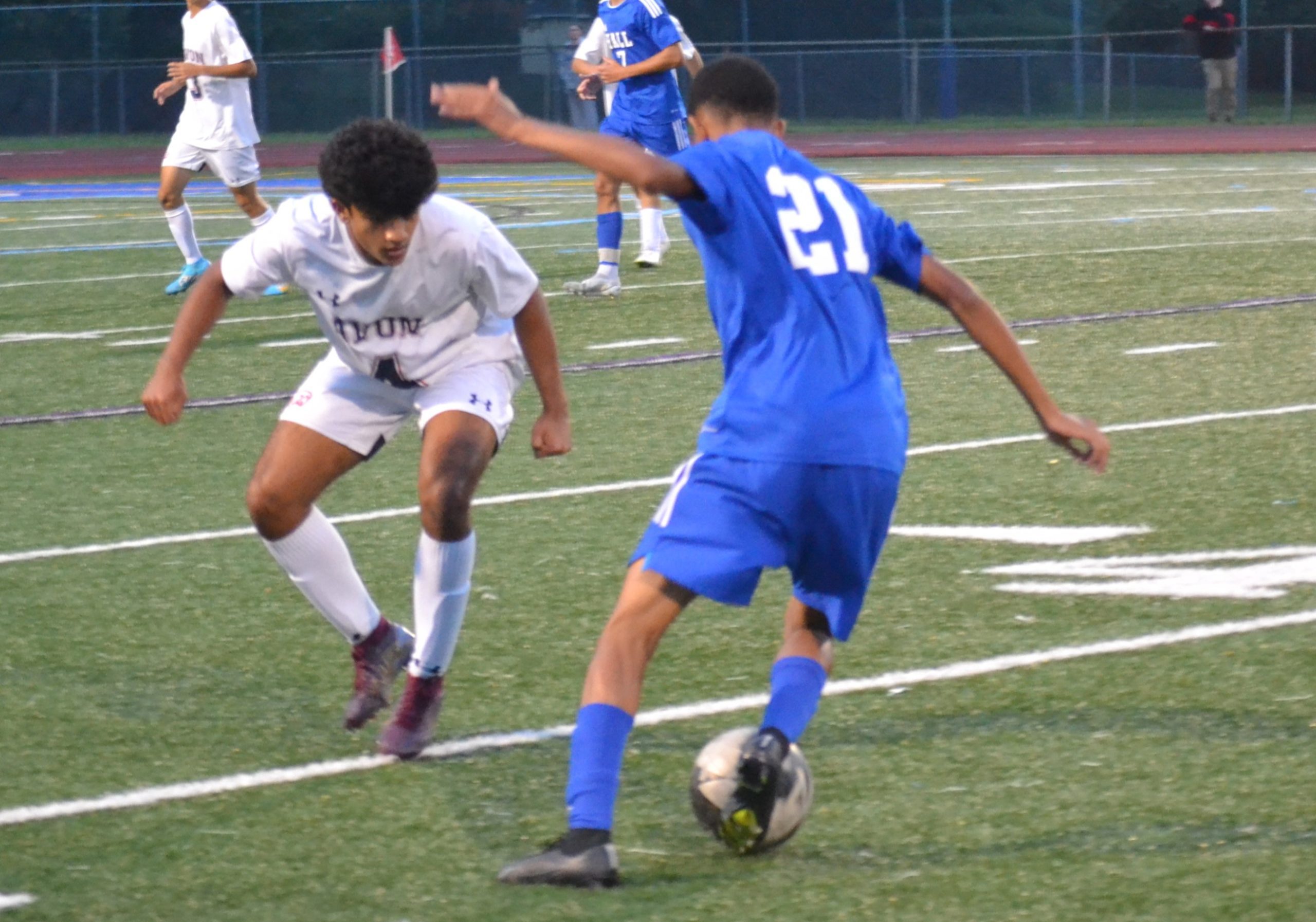 Freshman Diego Lemes De Souza of Hall's moves past an Avon defender - We-Ha  | West Hartford News