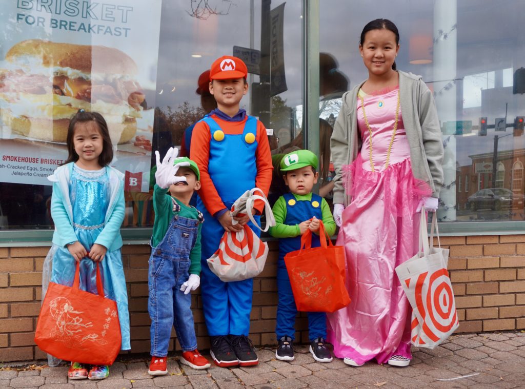 Costumed Kids Pack West Hartford Center and Blue Back Square for