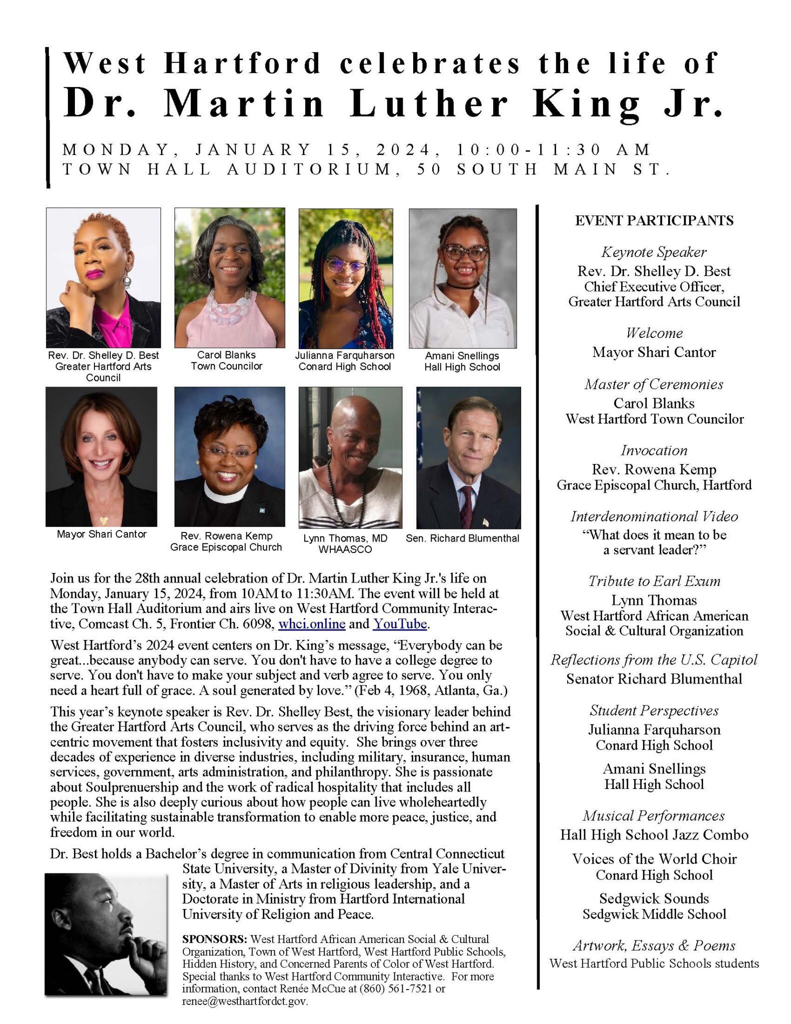 West Hartford to Hold Celebration of Life of Dr. Martin Luther King Jr ...
